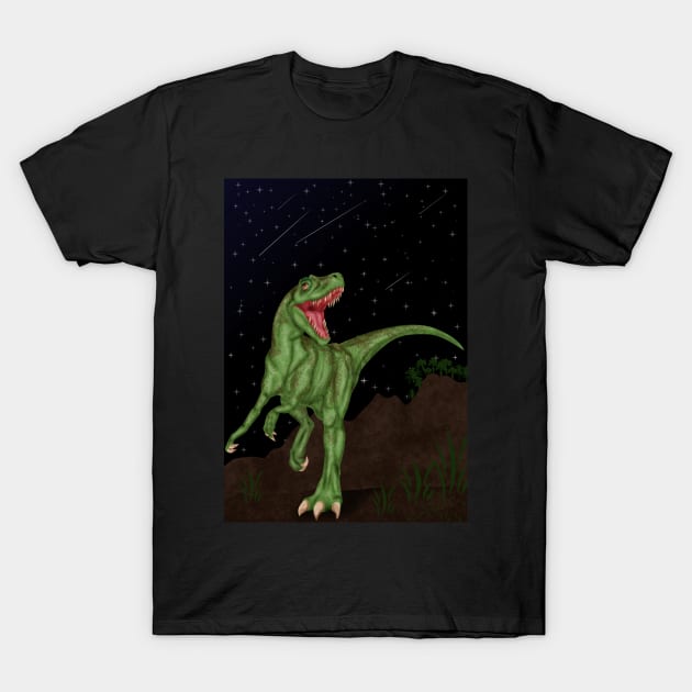 Allosaurus (Prehistoric Night) T-Shirt by SakuraDragon